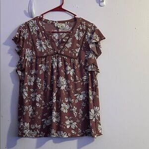 Floral Ruffle Sleeve Blouse